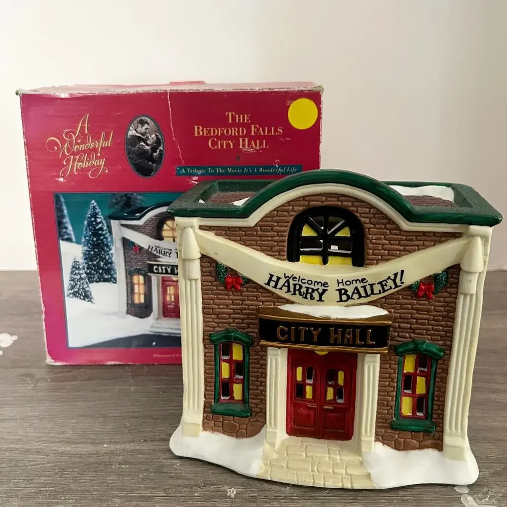 Its a Wonderful Life Holiday Village The Bedford Falls City Hall w/ Box 1997 VTG